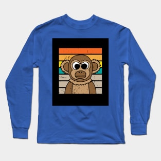 Retro Monkey Chimpanze Animal Lovers Long Sleeve T-Shirt